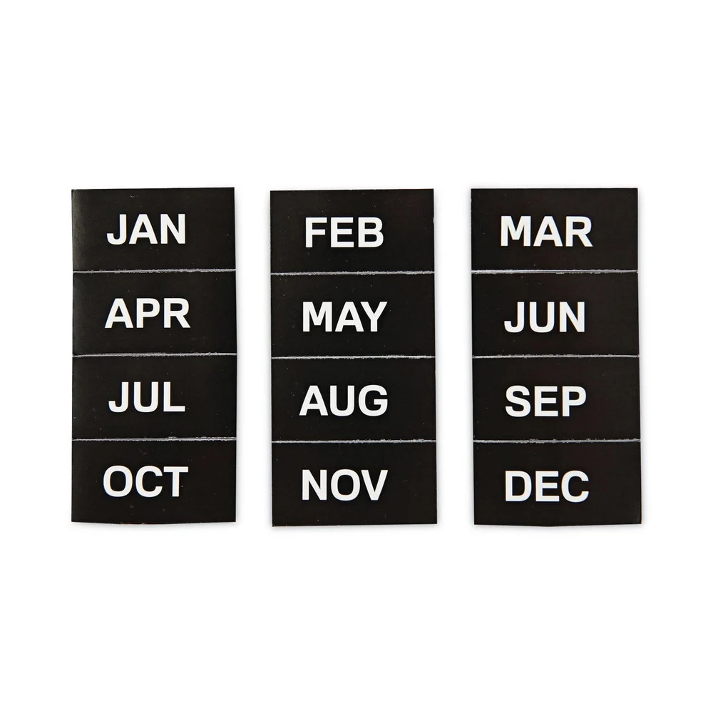 MasterVision 2 in. x 1 in. Months of Year Interchangeable Magnetic Board Accessories - Black/White (12/Pack)