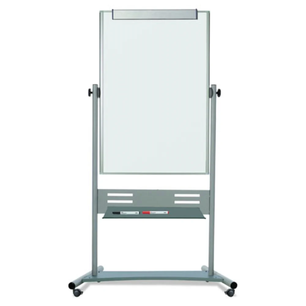 MasterVision 35.4 in. x 47.2 in. 80 in. Tall Vertical Orientation Revolver - Silver Aluminum Frame