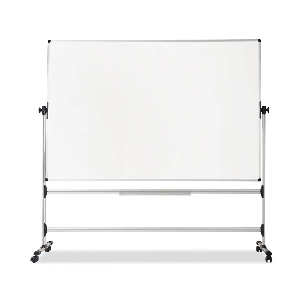 MasterVision Silver Easy Clean 36 in. x 48 in. Steel Frame Mobile Revolver Earth Dry Erase Board - White/Silver