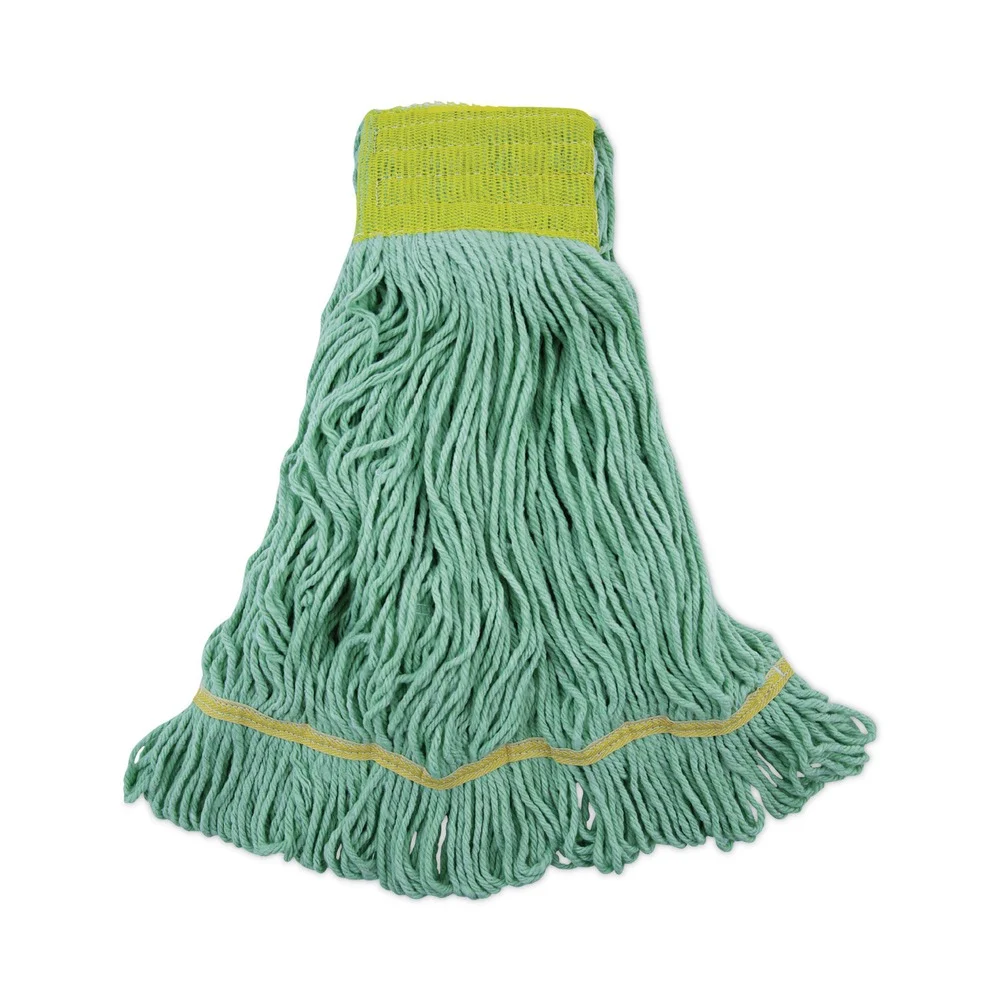 Boardwalk EcoMop Recycled Fiber Looped-End Mop Heads - Large, Green (12/Carton)