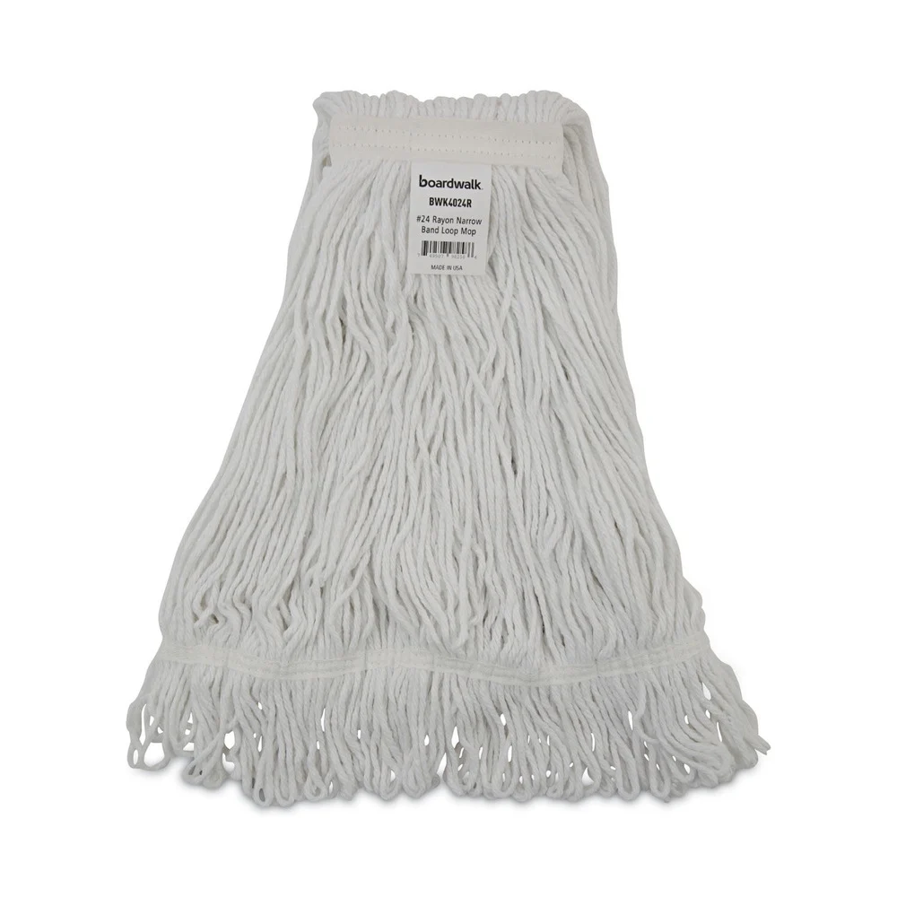 Boardwalk #24 Size Rayon Pro Loop Web/Tailband Wet Mop Head - White (12/Carton)