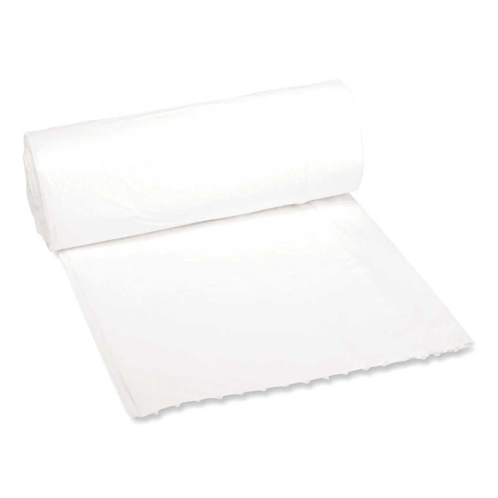 Boardwalk 16 Gallon 0.4 mil 24 in. x 32 in. Perforated Roll Low-Density Waste Can Liners - White (25 Bags/Roll, 20 Rolls/Carton)