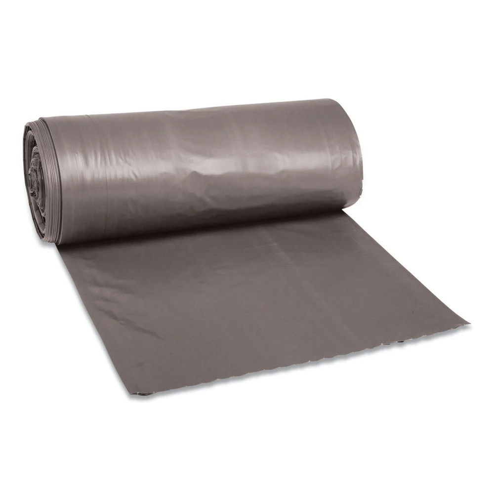 Boardwalk H6639SGKR01 33 Gallon 1.1 mil 33 in. x 39 in. Perforated Roll Low-Density Can Liners - Gray (25 Bags/Roll, 4 Rolls/Carton)