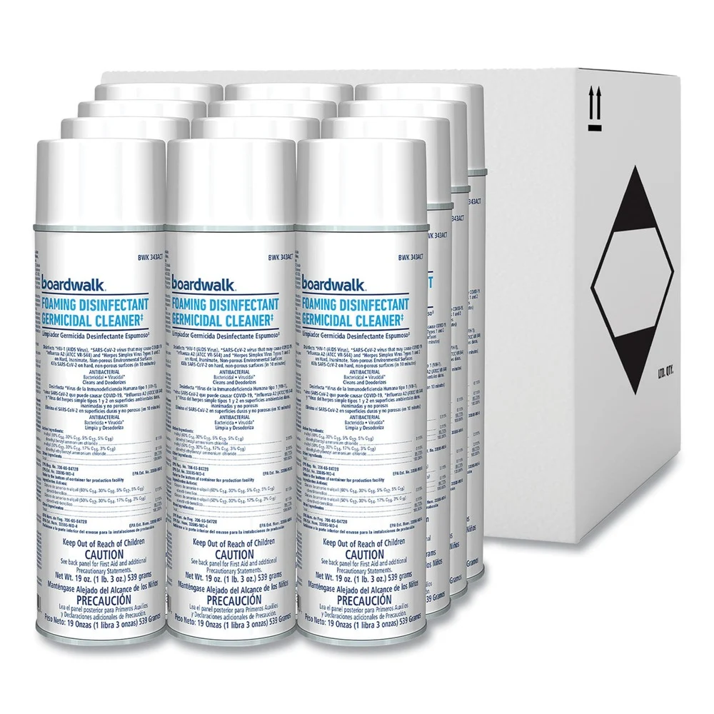 Boardwalk CP873BOARDWK 19 oz. Aerosol Can Foaming Disinfectant Germicidal Cleaner - Flowery Scent (12/Carton)
