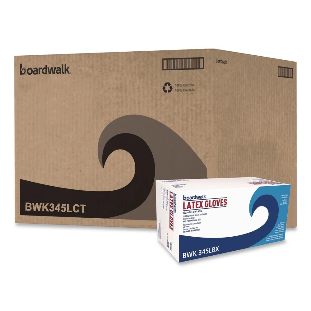 Boardwalk 4.4 mil 9.5 in. Long Powder-Free General-Purpose Latex Gloves - Large, Natural (100/Box, 10 Boxes/Carton)