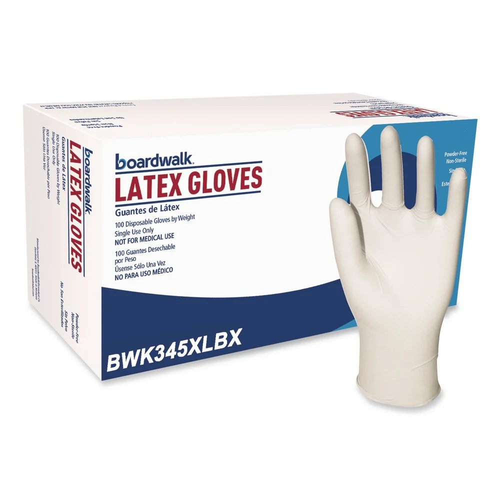 Boardwalk 4.4 mil 9.5 in. Long Powder-Free General-Purpose Latex Gloves - Extra Large, Natural (100/Box)
