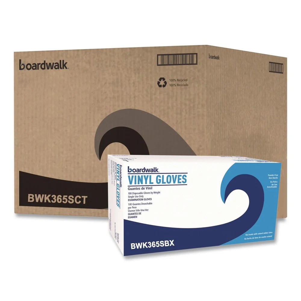 Boardwalk 2.6 mil 9.5 in. Long Powder-Free General Purpose Vinyl Gloves - Small, Clear (100/Box, 10 Boxes/Carton)