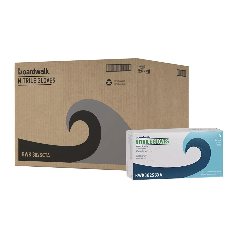 Boardwalk 5 mil Disposable Examination Nitrile Gloves - Small, Blue (1000/Carton)
