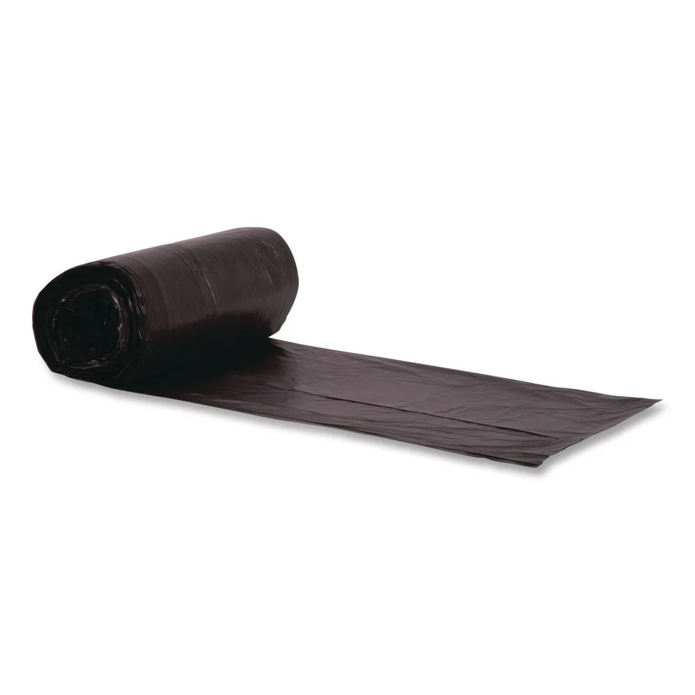 Boardwalk 38 in. x 58 in. 60 gal. 1.5 mil Reprocessed Resin Perforated Roll Can Liners - Black (100/Carton)