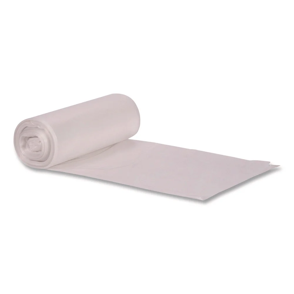 Boardwalk 38 in. x 58 in. 60 gal. 0.9 mil Perforated Roll Low-Density Waste Can Liners - Clear (100/Carton)