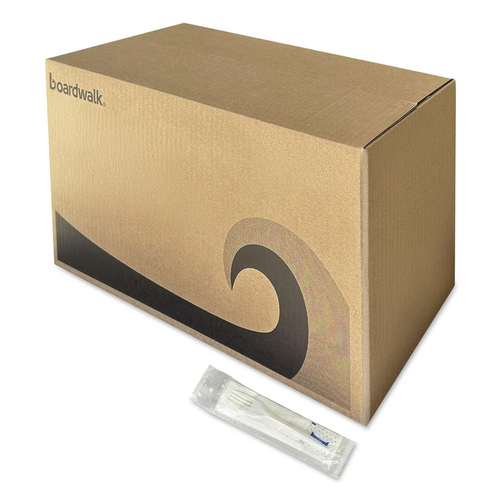 Boardwalk 3-Piece Fork/Napkin/Salt Packet Utensil Set - White (500/Carton)