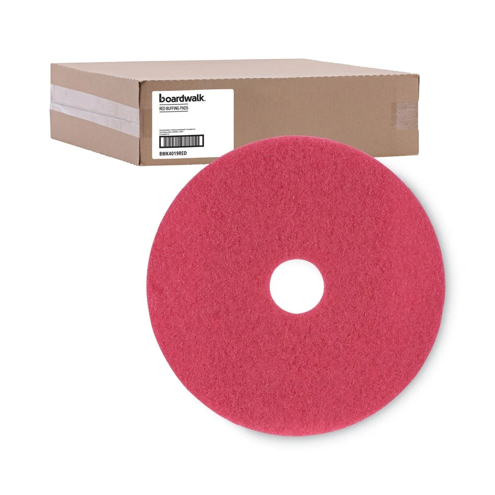 Boardwalk 19 in. Diameter Buffing Floor Pads - Red (5/Carton)
