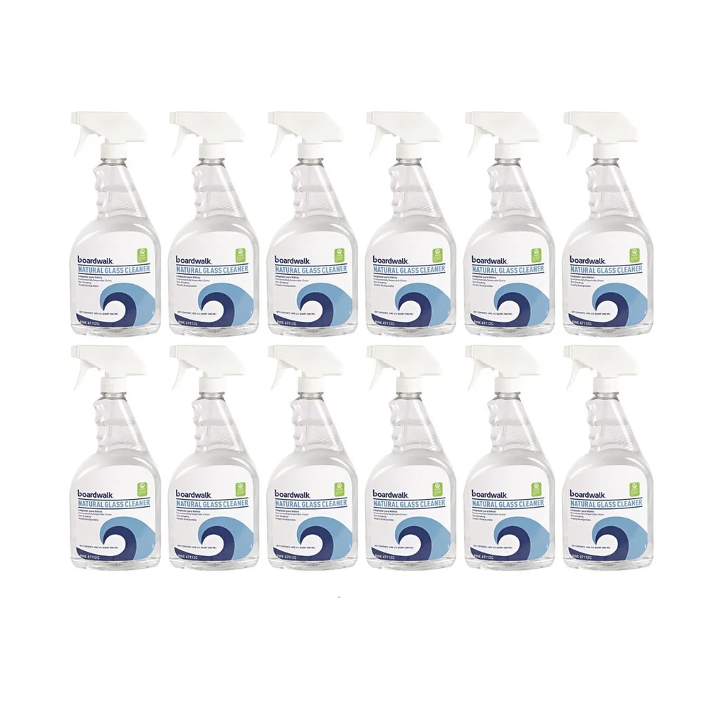 Boardwalk 12-Piece/Carton 32 oz. Trigger Spray Bottles Natural Glass Cleaner