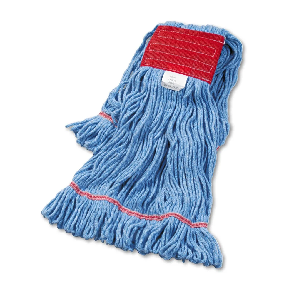 Boardwalk 5 in. Super Loop Cotton/Synthetic Fiber Wet Mop Head - Large, Blue (12/Carton)