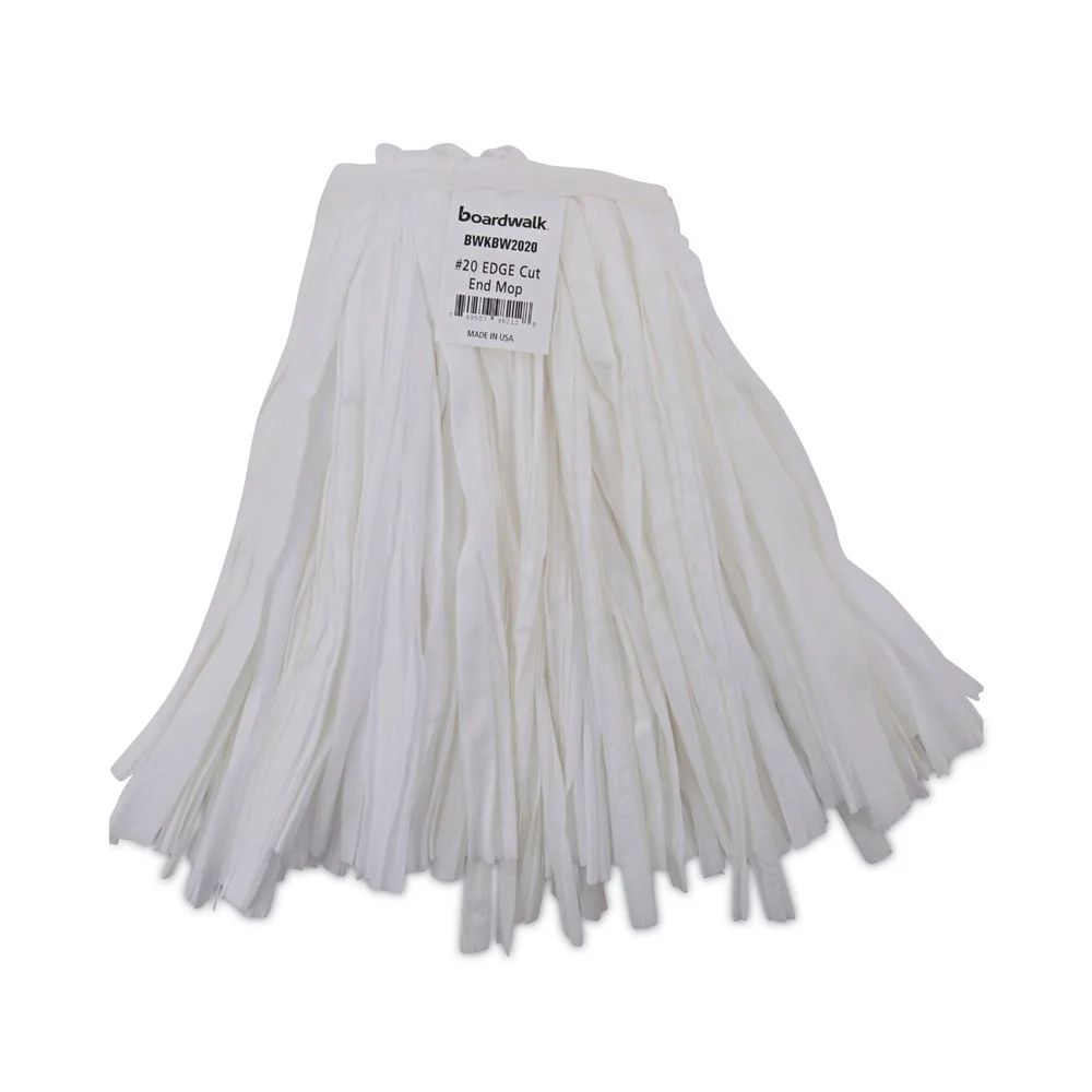 Boardwalk #20 Nonwoven Rayon/Polyester Cut End Edge Mop - White (12/Carton)