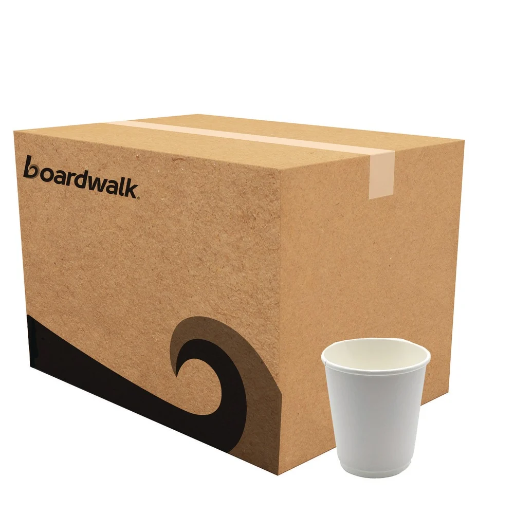 Boardwalk 8 oz Double-Walled Paper Hot Cups - White (500/Carton)