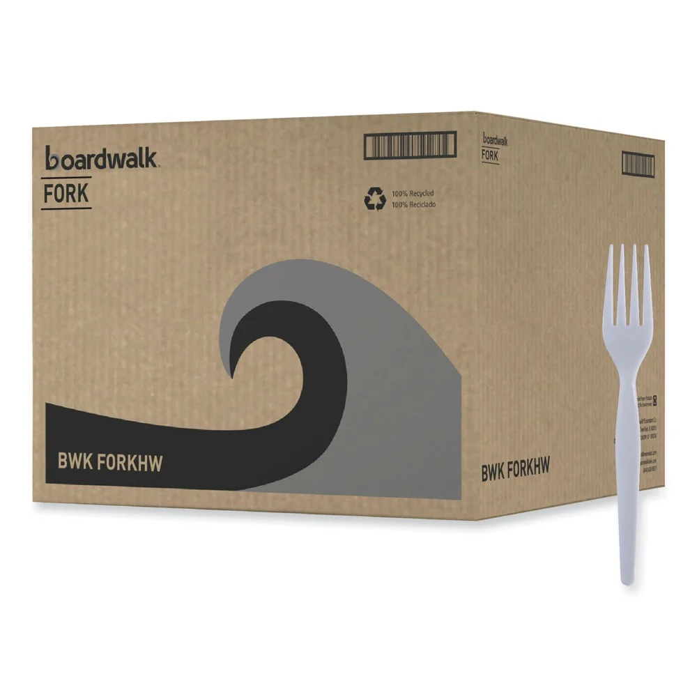 Boardwalk Heavyweight Polystyrene Plastic Fork Cutlery - White (1000/Carton)