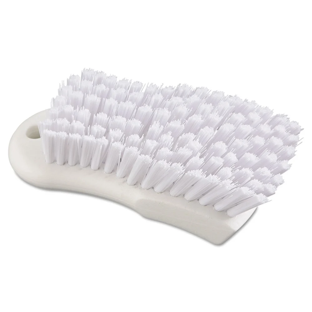 Boardwalk BWKFSCBWH 6 in. Handle 6 in. Brush Polypropylene Bristles Scrub Brush - White