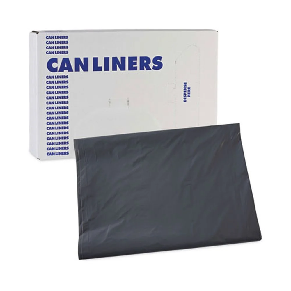 Boardwalk 100-Piece/Carton Linear Low Density 60-Gallon 1.3 mil 38 in. x 58 in. Industrial Can Liners - Gray