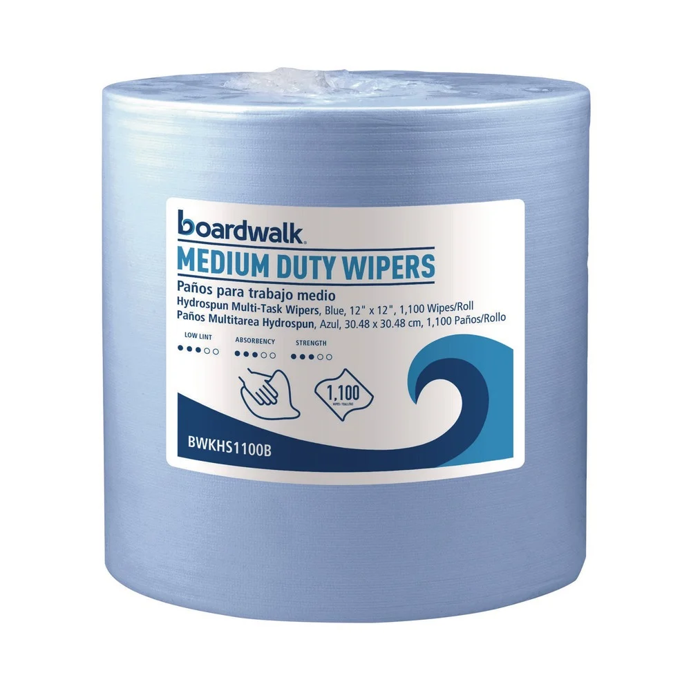 Boardwalk 12 in. x 12 in. Medium Duty Hydrospun Wipers - Blue (1100/Roll)