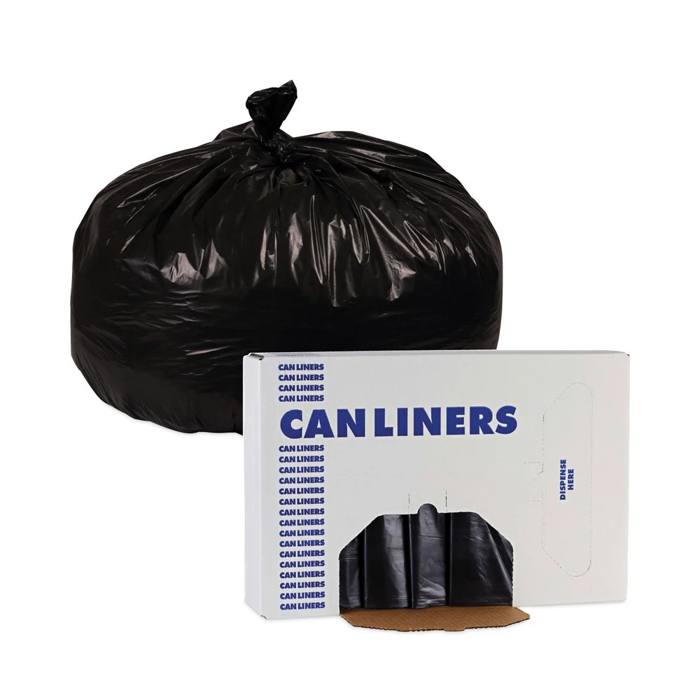 Boardwalk H7658HBK 38 in. x 58 in. 0.7 mil 60 gal. Linear Low Density Industrial Can Liners - Black (100/Carton)