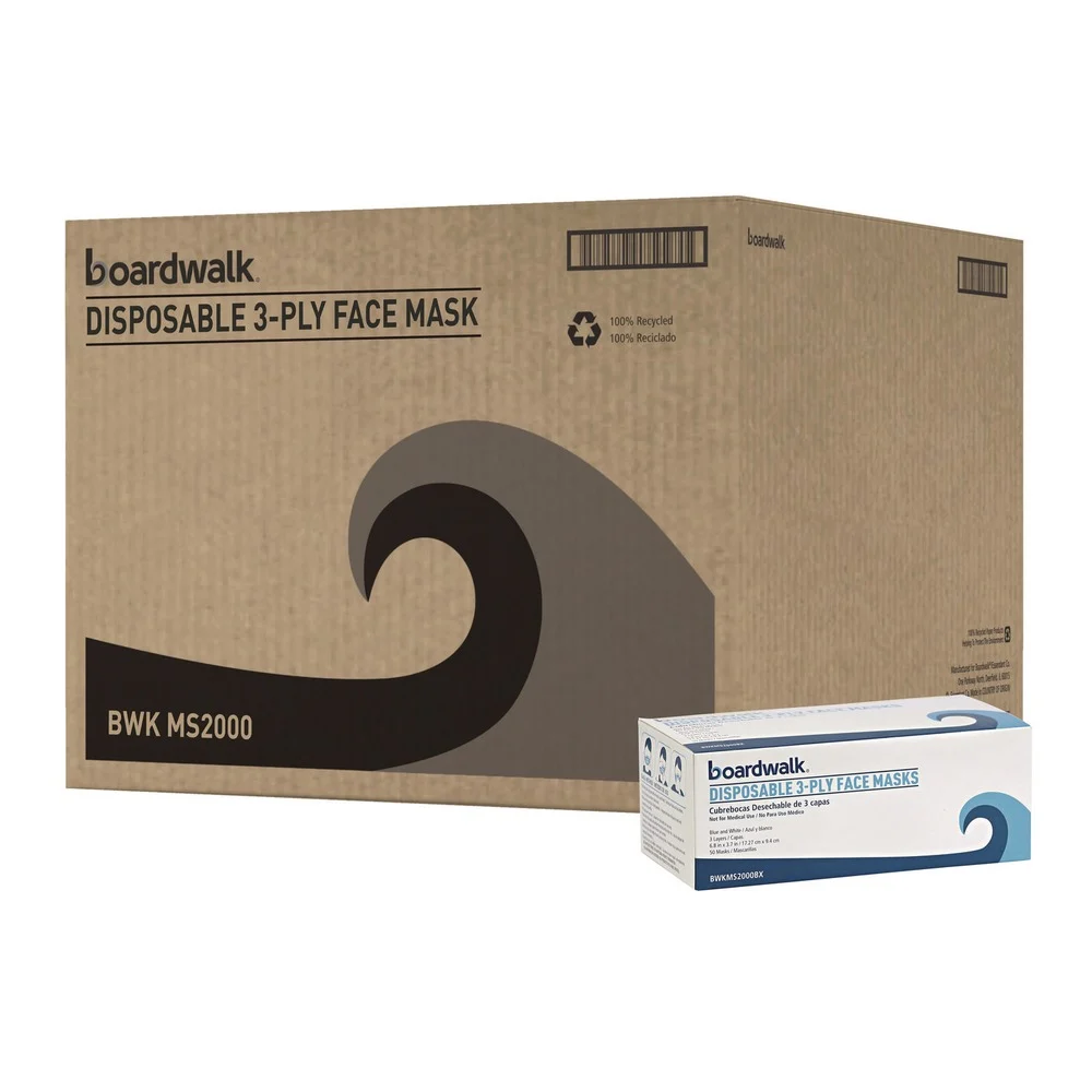Boardwalk 3-Ply General Use Face Mask - Blue (2000/Carton)