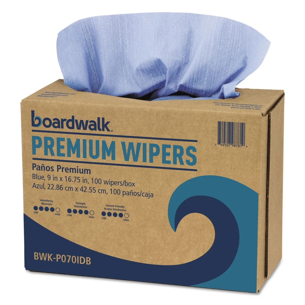 Boardwalk 8.26 in. x 16.75 in. Hydrospun Wipers - Blue (1000/Carton)
