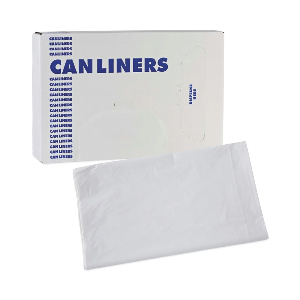 Boardwalk 100-Piece/Carton Linear Low Density 33-Gallon 0.9 mil 33 in. x 39 in. Industrial Can Liners - White