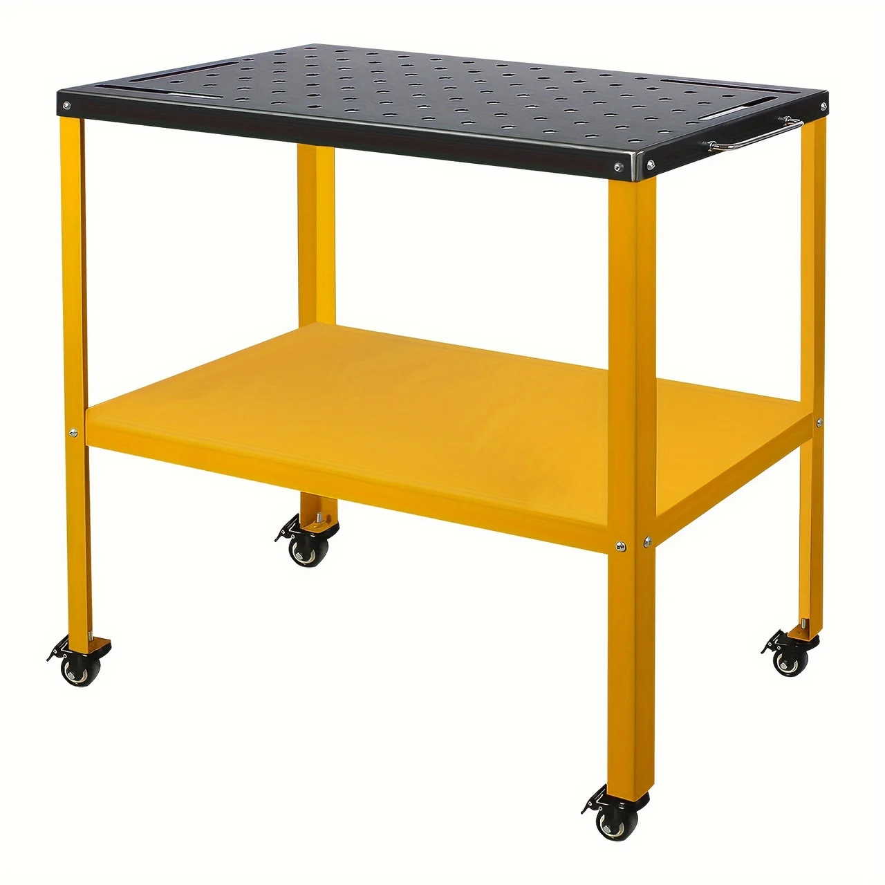 Table Welding Cart 36"×18", 1200lbs Load Capacity Industrial Workbench With 5/8" Holes Fixture Table With Wheels Yellow