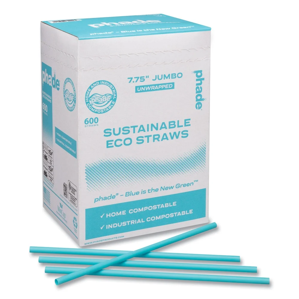 phade 511204 7.75 in. Marine Biodegradable Straws - Ocean Blue (6000/Carton)