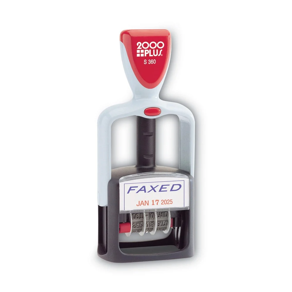 COSCO 2000PLUS Model S 360 1.75 in. x 1 in. "Faxed" Self-Inking 2-Color Message Dater - Blue/Red