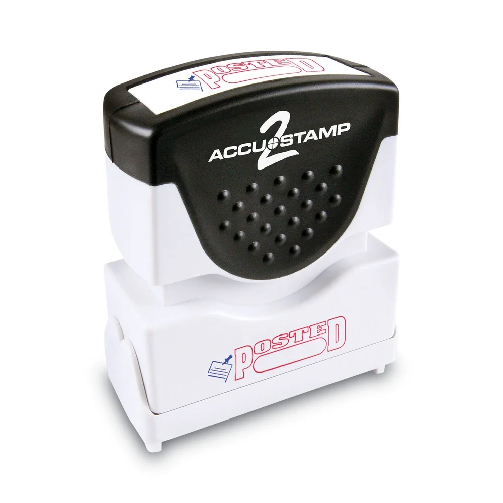 ACCUSTAMP2 1.63 in. x 0.5 in. POSTED Pre-Inked Shutter Stamp - Red/Blue