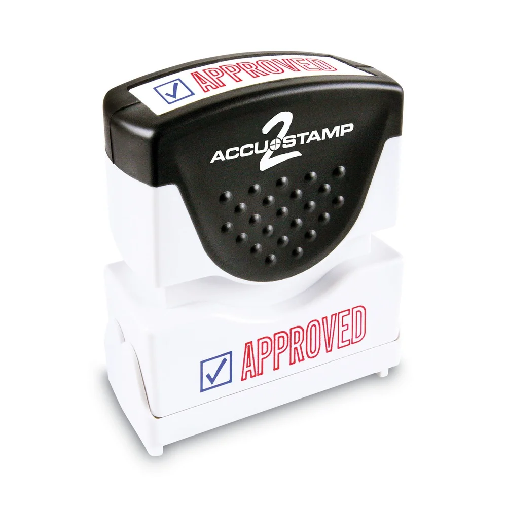 ACCUSTAMP2 1.63 in. x 0.5 in. APPROVED Pre-Inked Shutter Stamp - Red/Blue