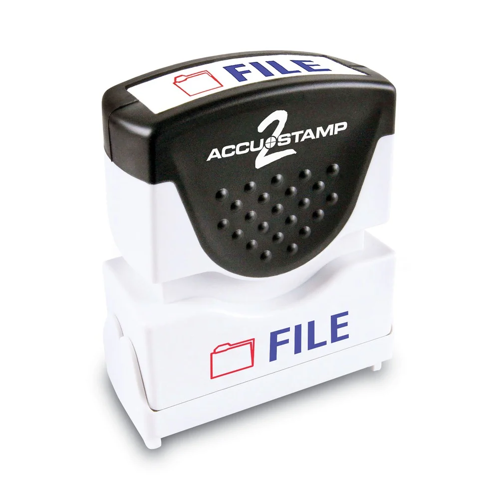ACCUSTAMP2 035534 1.63 in. x 0.5 in. FILE Pre-Inked Shutter Stamp - Red/Blue