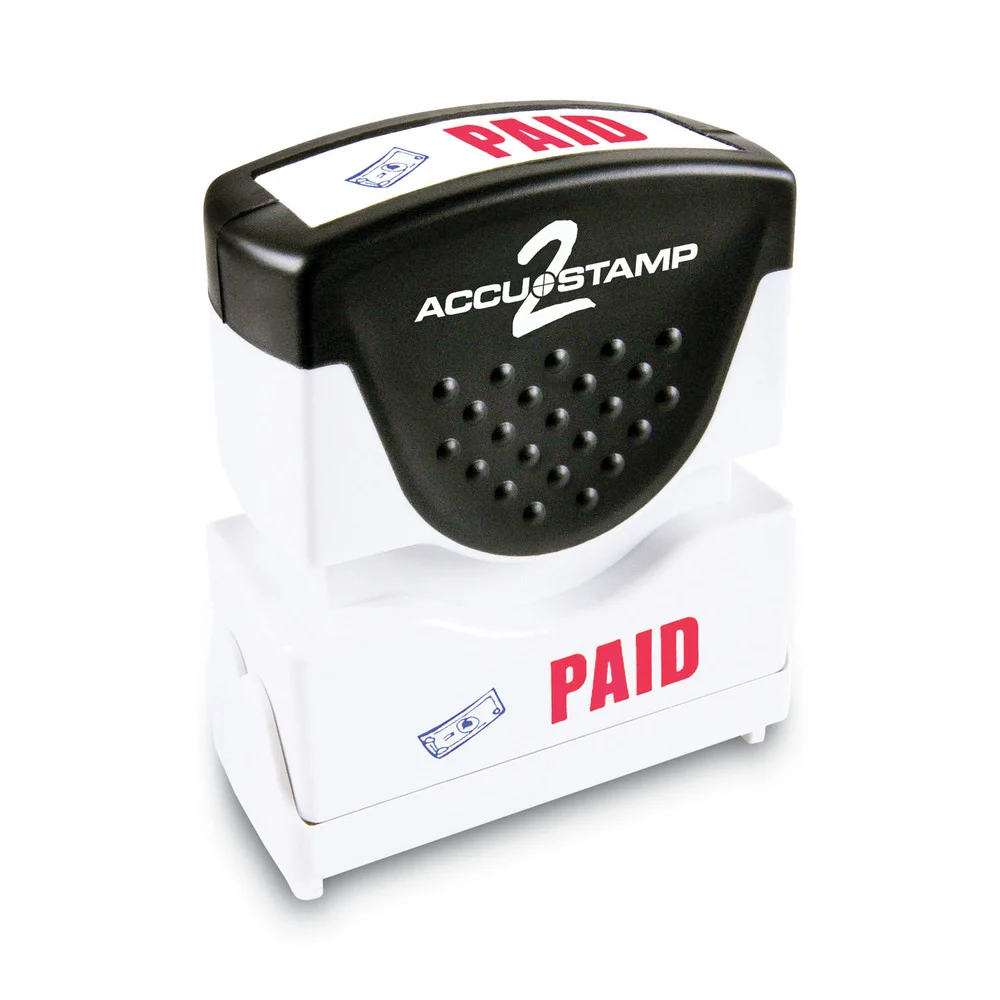 ACCUSTAMP2 1.63 in. x 0.5 in. PAID Pre-Inked Shutter Stamp with Microban - Red/Blue