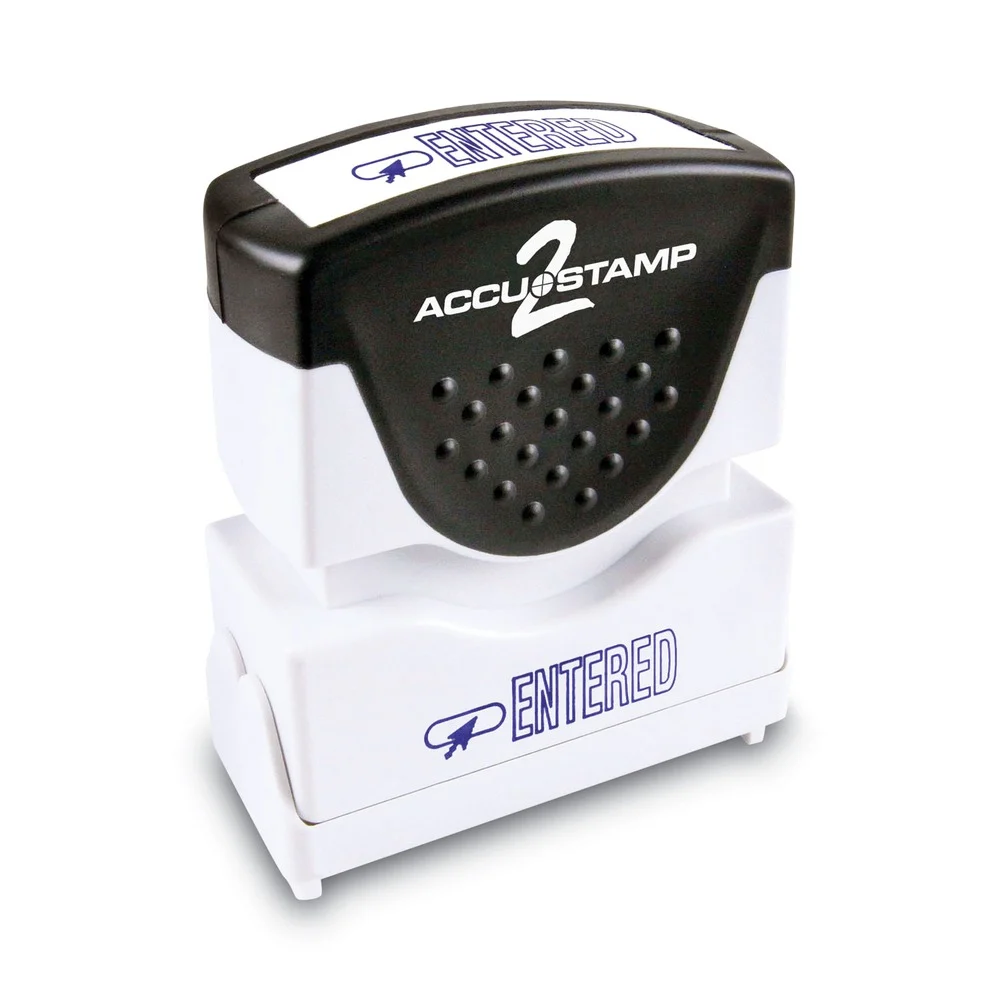 ACCUSTAMP2 1.63 in. x 0.5 in. ENTERED Pre-Inked Shutter Stamp - Blue