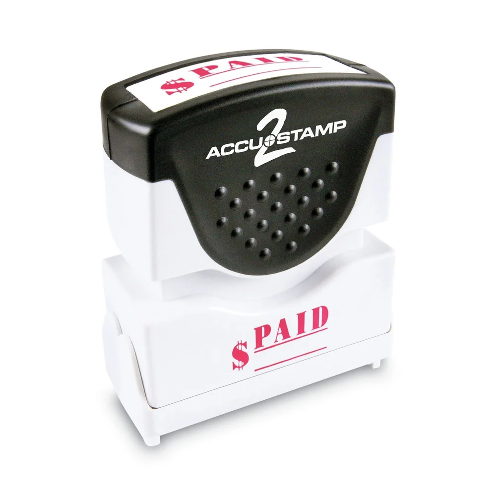 ACCUSTAMP2 1.63 in. x 0.5 in. PAID Pre-Inked Shutter Stamp - Red