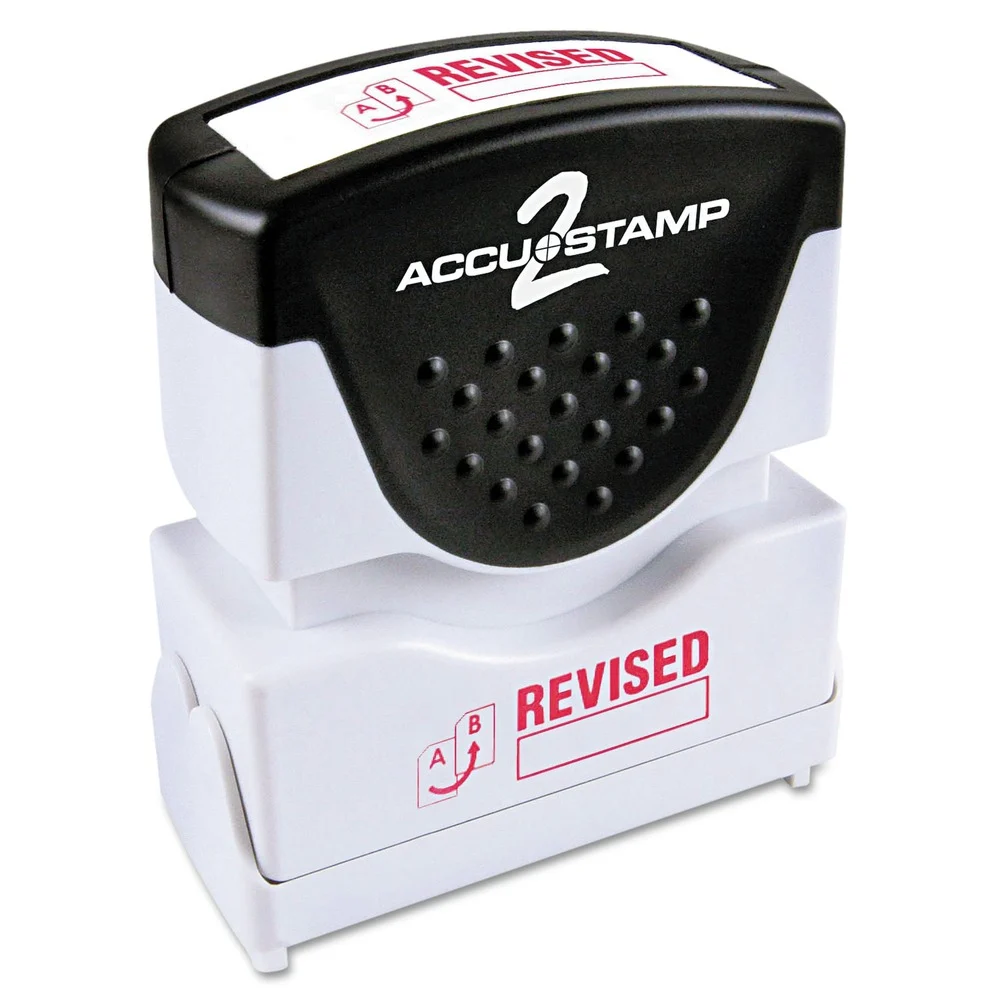 ACCUSTAMP2 1.63 in. x 0.5 in. REVISED Pre-Inked Shutter Stamp - Red