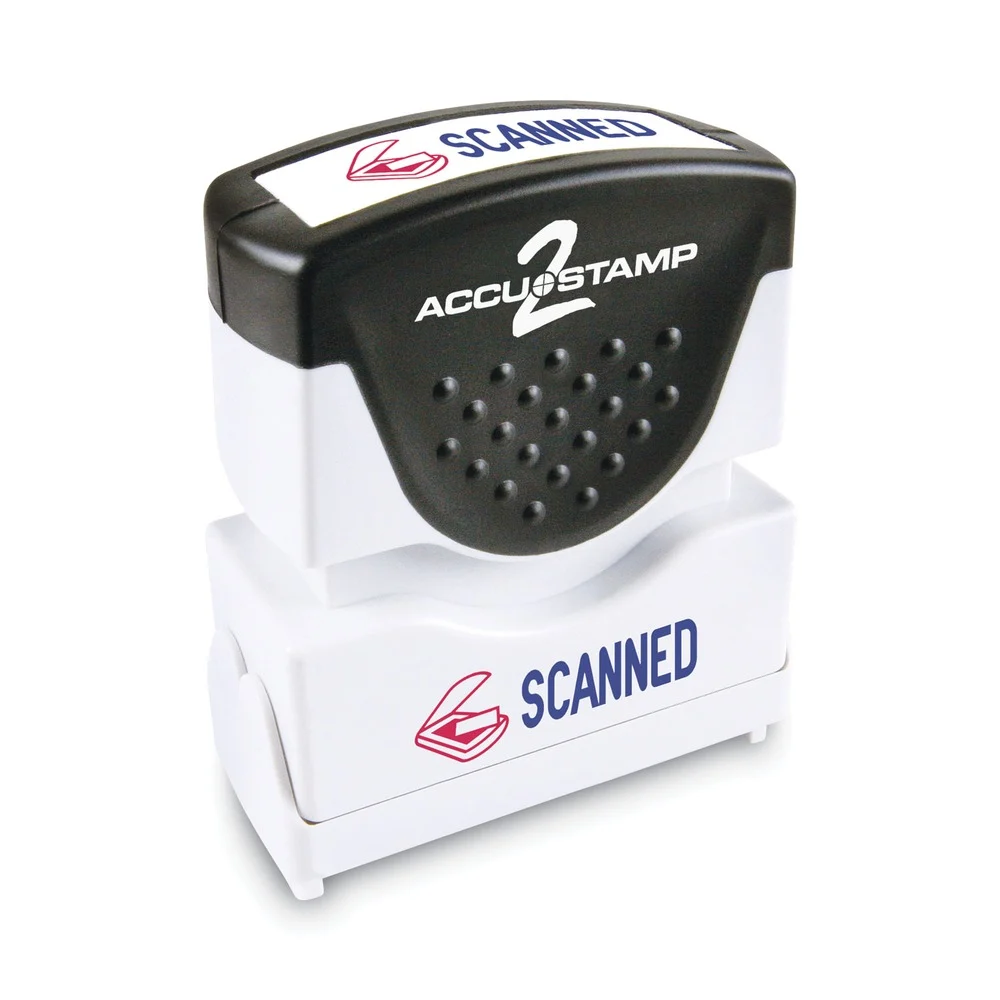 ACCUSTAMP2 1.63 in. x 0.5 in. SCANNED Pre-Inked Shutter Stamp - Red/Blue