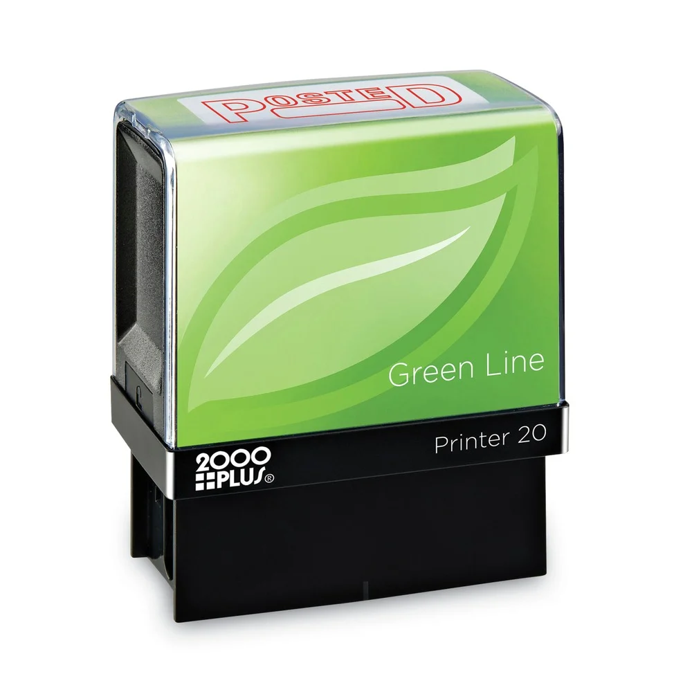 COSCO 2000PLUS 1.5 in. x 0.56 in. Posted Green Line Message Stamp - Red