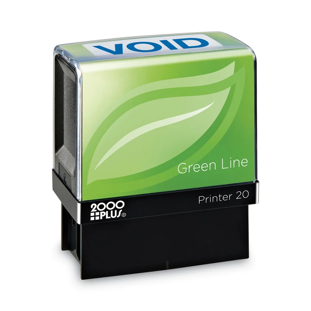 COSCO 2000PLUS 1.5 in. x 0.56 in. Green Line Void Message Stamp - Blue