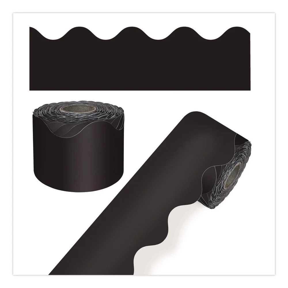 Carson-Dellosa 108472 2.25 in. x 65 ft. Rolled Scalloped Border - Black
