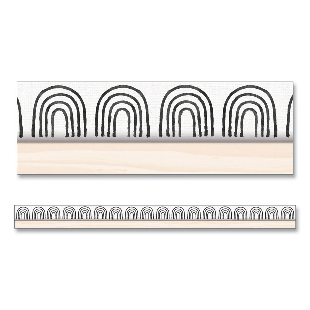 Carson-Dellosa 3 in. x 3 ft. Rainbows Straight Borders - Black/White/Cream (12/Pack)