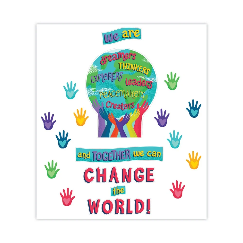 Carson-Dellosa 47-Piece 24.7 in. x 20 in. One World Motivational Bulletin Board Set - Multicolor