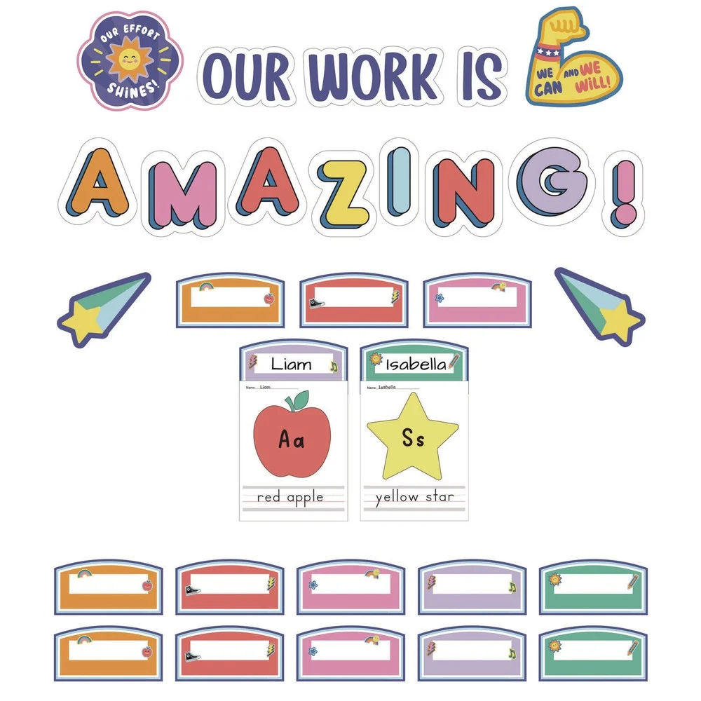 Carson-Dellosa 45-Piece 7.9 in. x 15 in. We Stick Together Our Work Is Amazing Work Display Bulletin Board Set - Multicolor