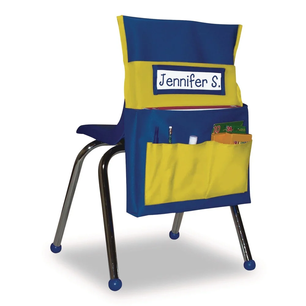 Carson-Dellosa 158036 15 in. x 1.5 in. x 19 in. Fabric Chairback Buddy for Student Chairs - Medium, Blue/Yellow