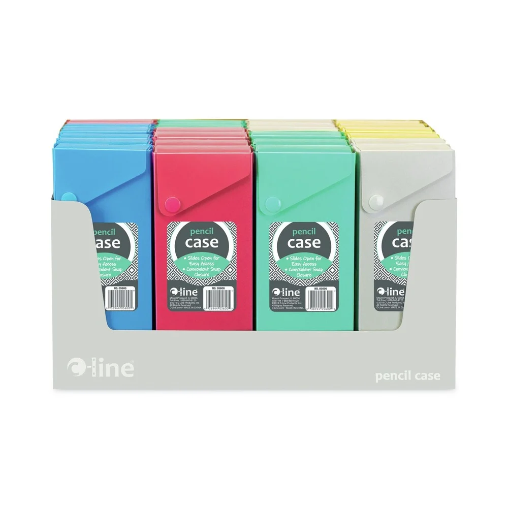C-Line 2.88 in. x 0.6 in. x 9.5 in. to 11.43 in. Slider Pencil Case - Assorted Colors (24/Carton)