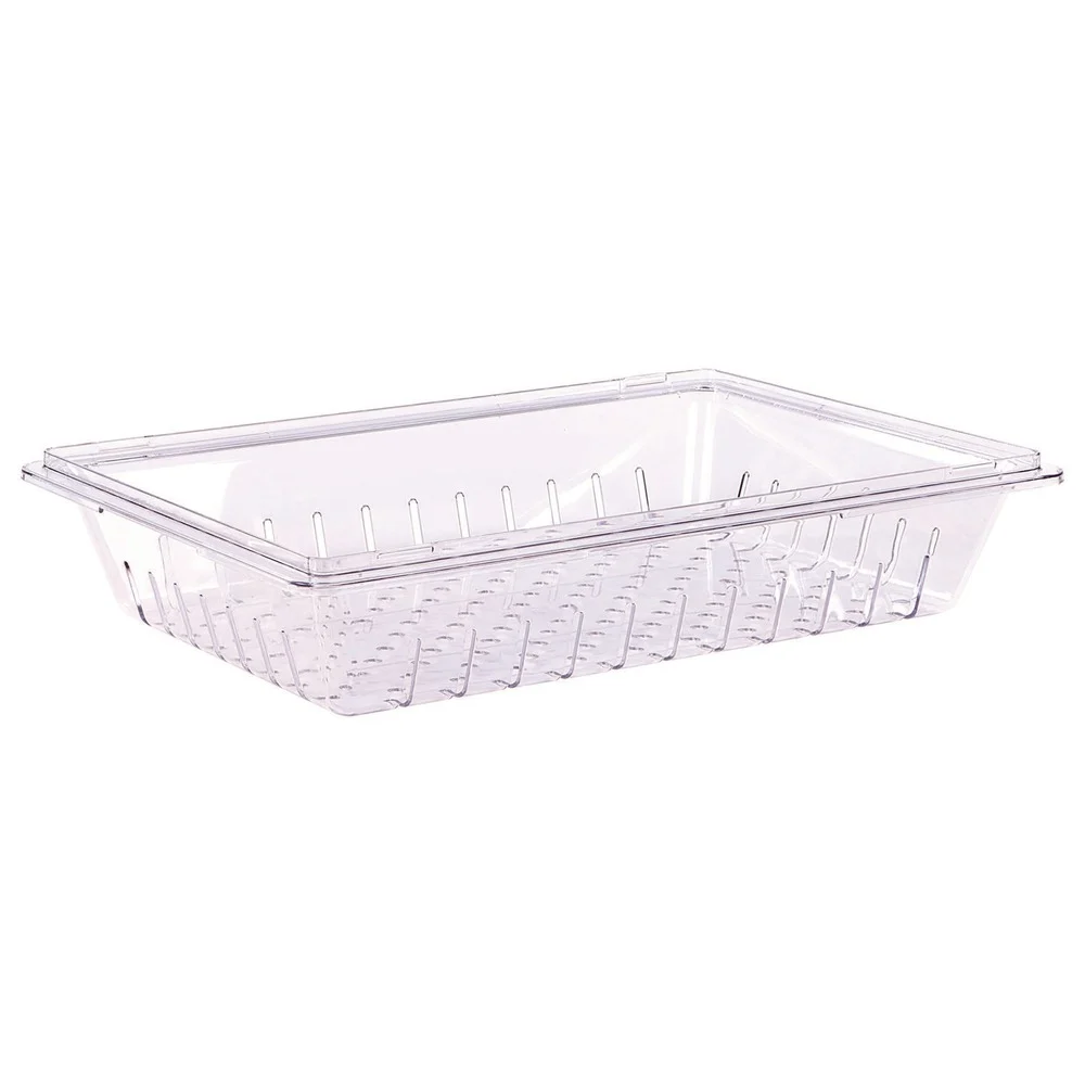 Carlisle 1062807 18 in. x 26 in. StorPlus Polycarbonate Plastic Food Storage Container Colander - Clear