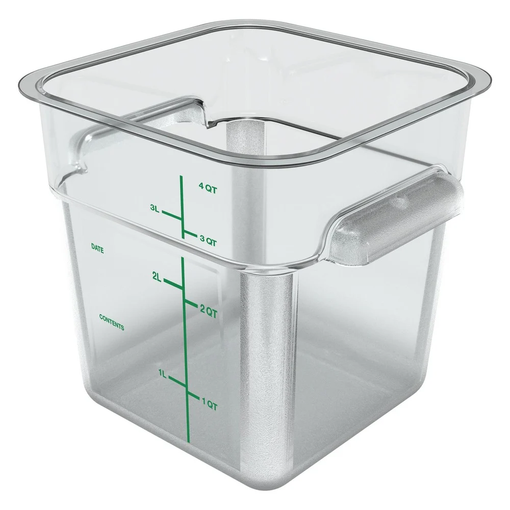 Carlisle 1195107 7.13 in. x 7.13 in. x 7.29 in. 4 qt Squares Polycarbonate Plastic Food Storage Container - Clear