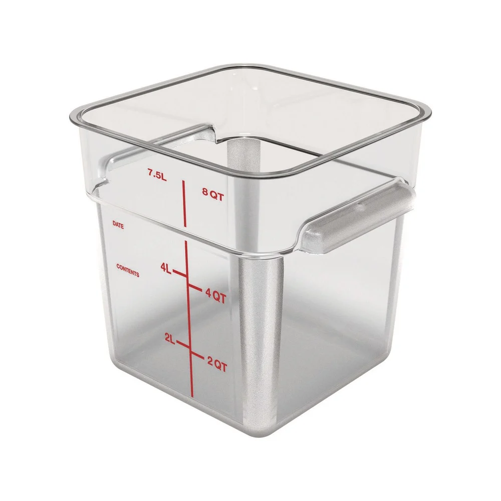 Carlisle 1195307 8.75 in. x 8.75 in. x 9 in. 8 qt. Squares Polycarbonate Food Storage Container - Clear